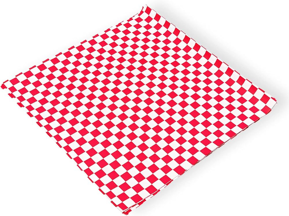 12"x 12" Deli Wrap, Food Basket or Takeout Box Liner, Grease Resistant, Red and White Checkered, ... | Amazon (US)