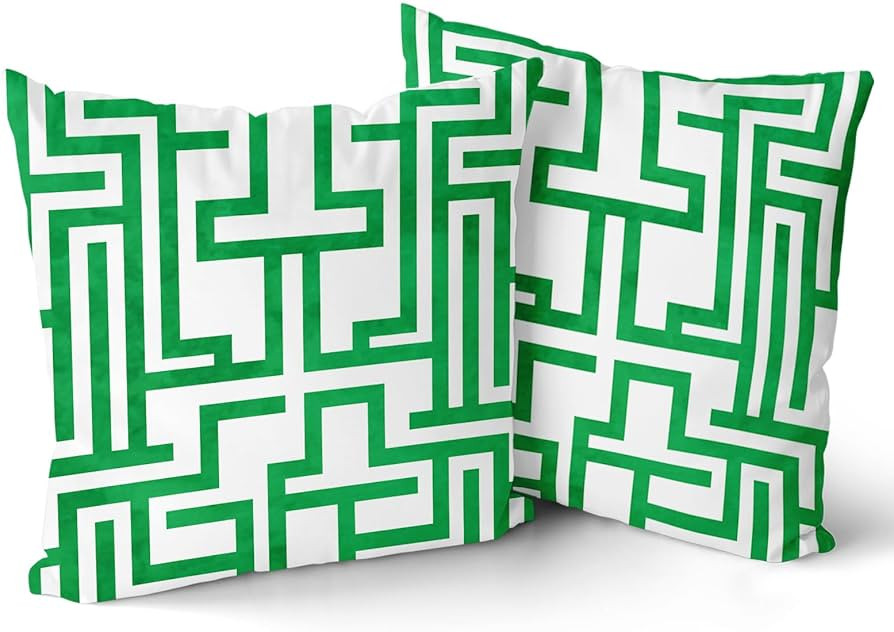 Boho Outdoor Throw Pillow Covers 20x20 Inch Set of 2 Green White Chinoiserie Pillow Cover Teal Bo... | Amazon (US)