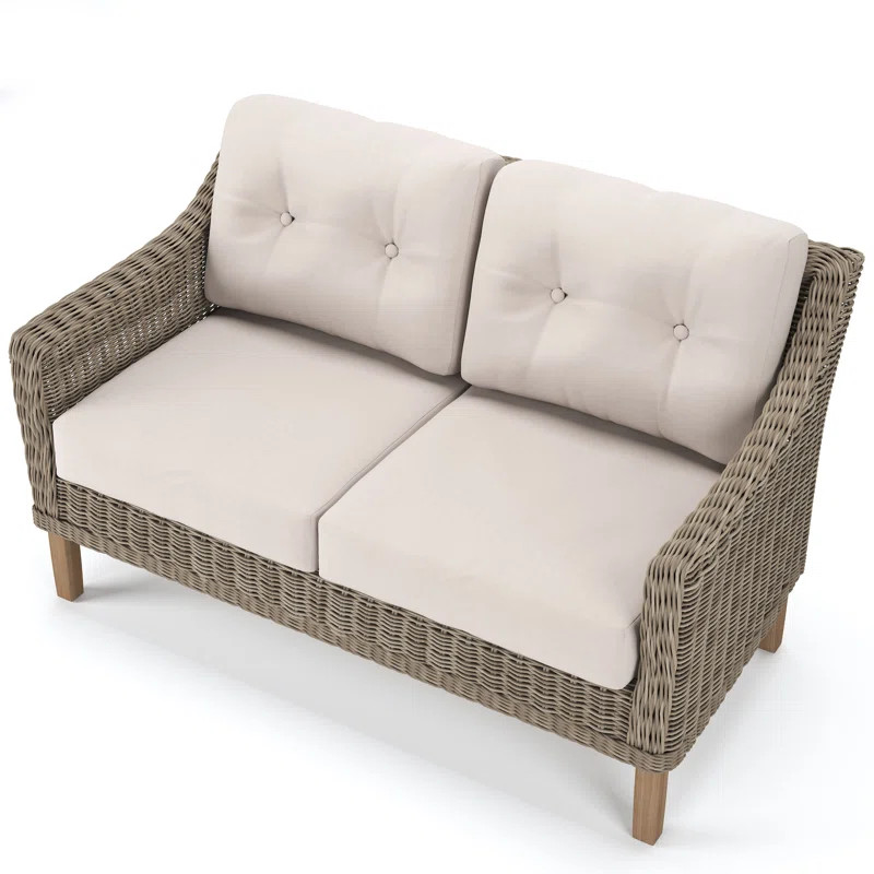 Brayden 52'' Wide Outdoor Wicker Loveseat with Sunbrella Cushions | Wayfair North America