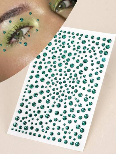 1pc Large Size Multifaceted 3d Faux Gemstone Face Jewel Self-adhesive Sticker In Dark Green, Grea... | SHEIN