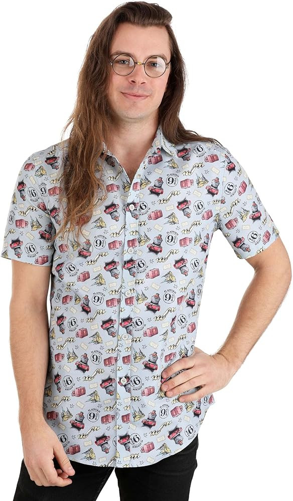 Harry Potter Platform 9 3/4 Button Up Collared Shirt for Adults - Harry Potter Novelty Shirts for... | Amazon (US)