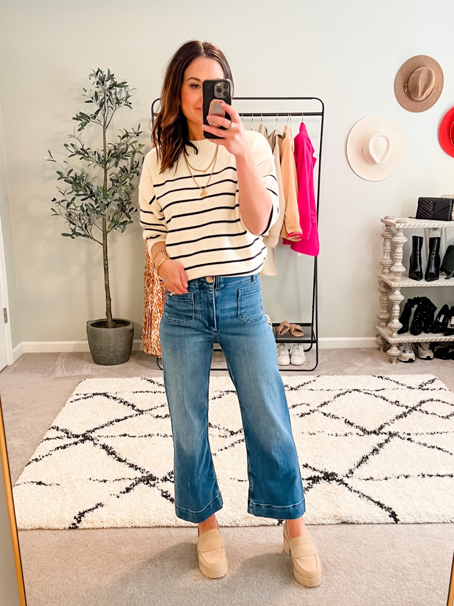 Ootd - spring outfit idea - stripe sweater - Colette jeans - loafers - 

#LTKunder100 #LTKSale #LTKFind