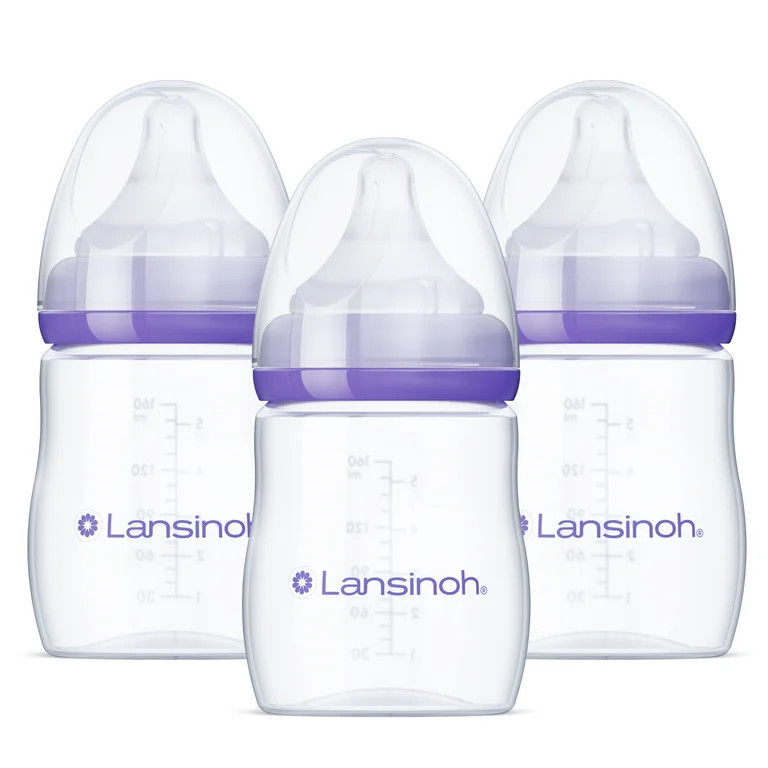 Lansinoh Anti-Colic Baby Bottles for Breastfeeding Babies, 3  ct, 5 fl oz, Slow Flow Nipples, Siz... | Walmart (US)