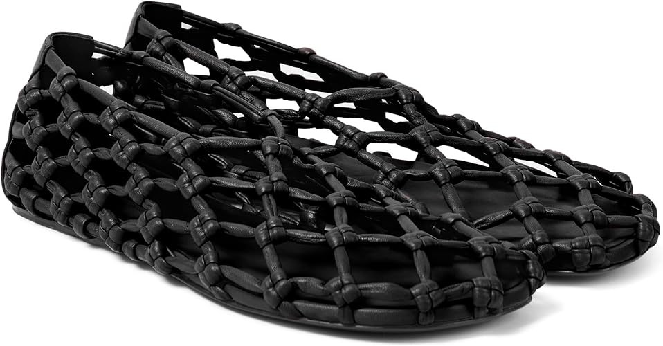 Black Jelly Mesh Ballet Flats for Women Woven Hollow Beach Ballerina Flats Comfortable Casual Sli... | Amazon (US)