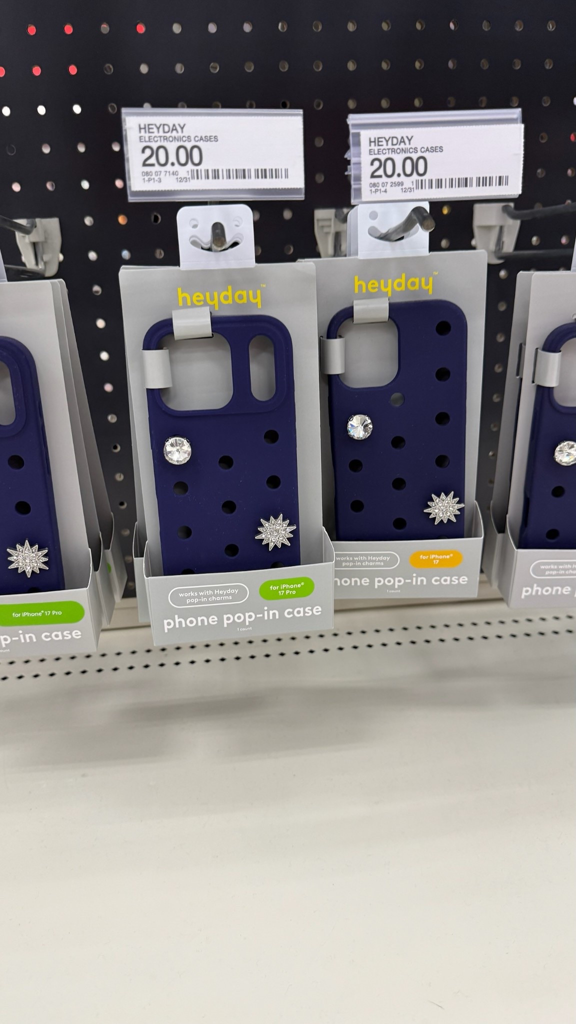 Navy pop-in phone case! Grab all of your charms as well!!