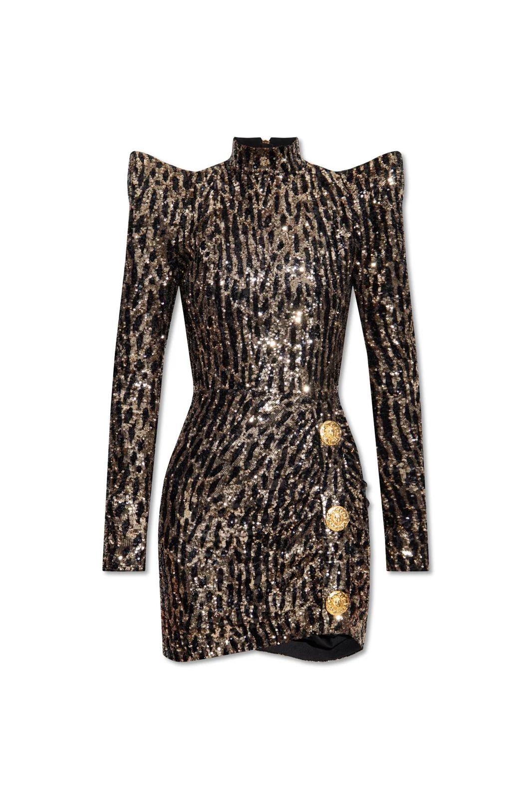 Balmain Sequin Embroidered Structured Dress | Cettire Global