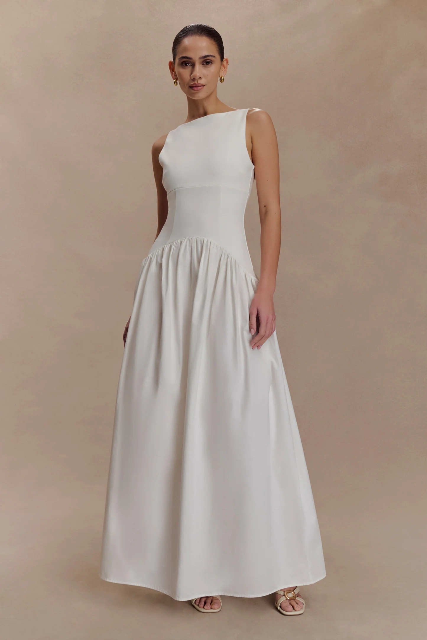 Acacia Contrast Sleeveless Maxi Dress - White | Meshki (APAC)
