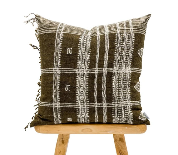 Vintage Indian Wool Pillow Cover White Wool Pillow Dark - Etsy | Etsy (US)