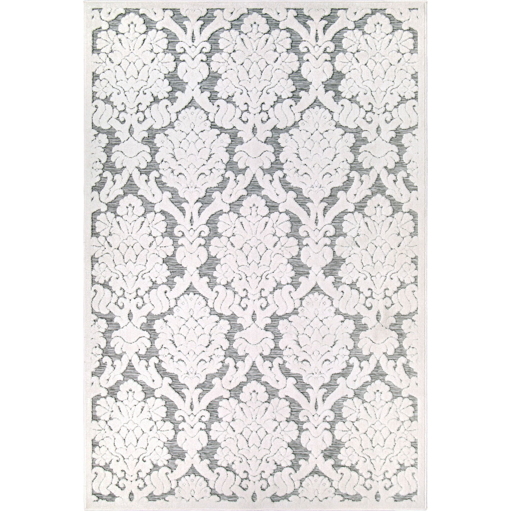 My Texas House Charlotte 5'2" X 7'6" Natural Gray Floral Area Rug | Walmart (US)