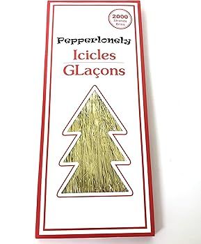 PEPPERLONELY 2000 Strands Icicles Tinsel Tree Christmas Decorations, Gold | Amazon (US)