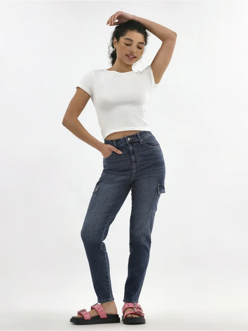 No Boundaries Seamless Crop Top with Short Sleeves, Women's | Walmart (US)