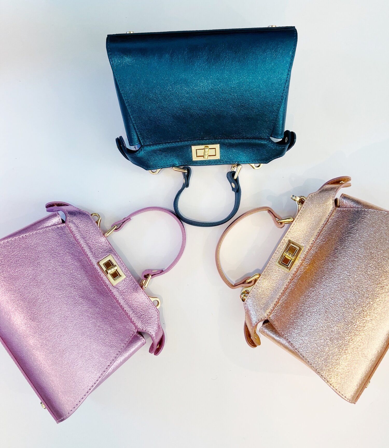 SALE - Mini Twist Lock  Metallic Leather Bags — COLORES COLLECTIVE | Colores Collective