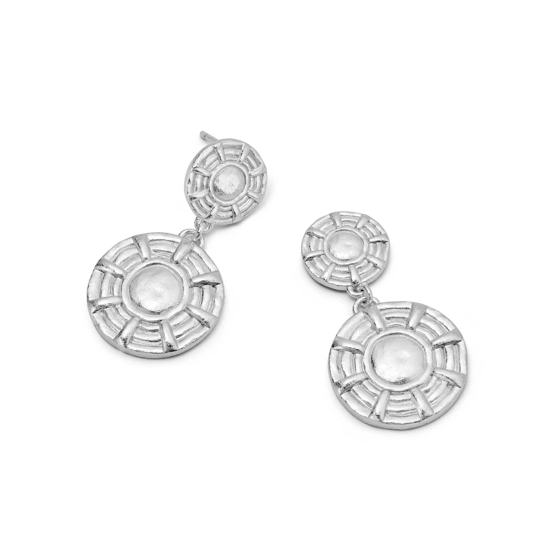 Apollo Double Drop Earrings Silver Plate | Daisy London Jewellery