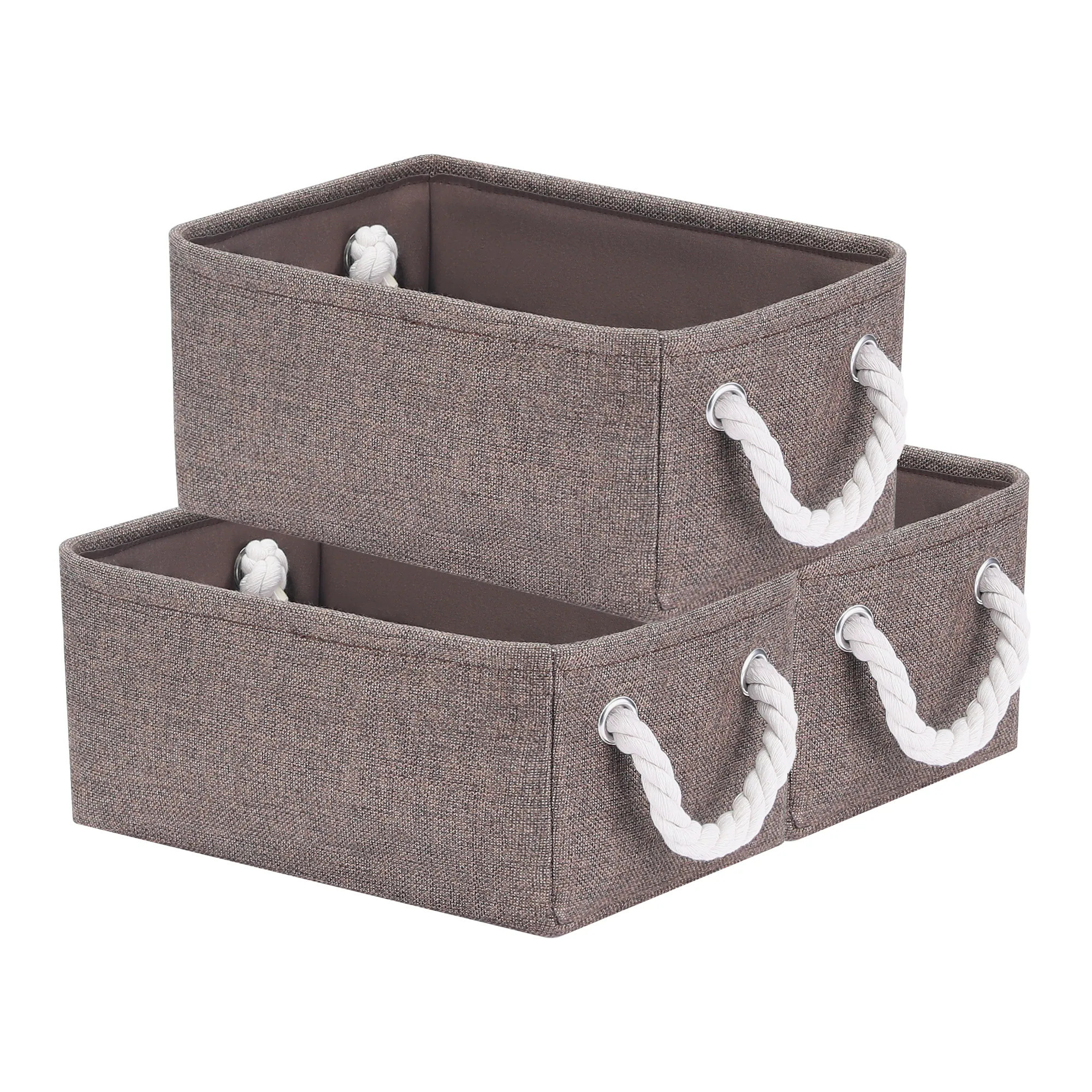 Unique Bargains 3pcs Storage Cube Fabric Storage Bin with Handles for Closet Storage Basket for Organizing Clothes Books 12.2x8.3x5.1in Brown | Lowe's