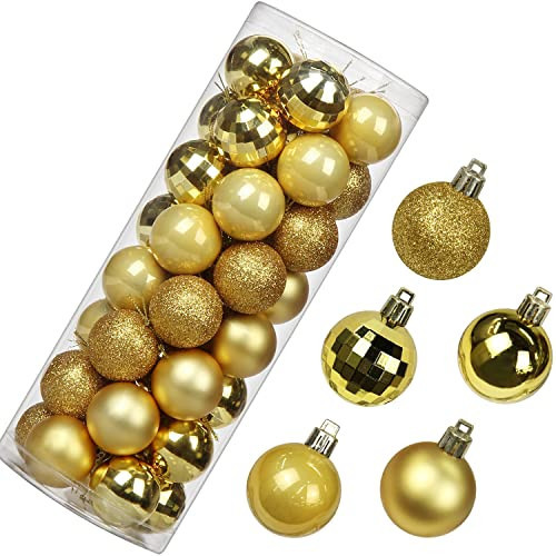 1.57" Christmas Ball Ornaments Shatterproof Gold Christmas Ornaments Set 40 pcs Gold Ornaments for Christmas Tree Halloween Holiday Wedding Party Decoration | Amazon (US)
