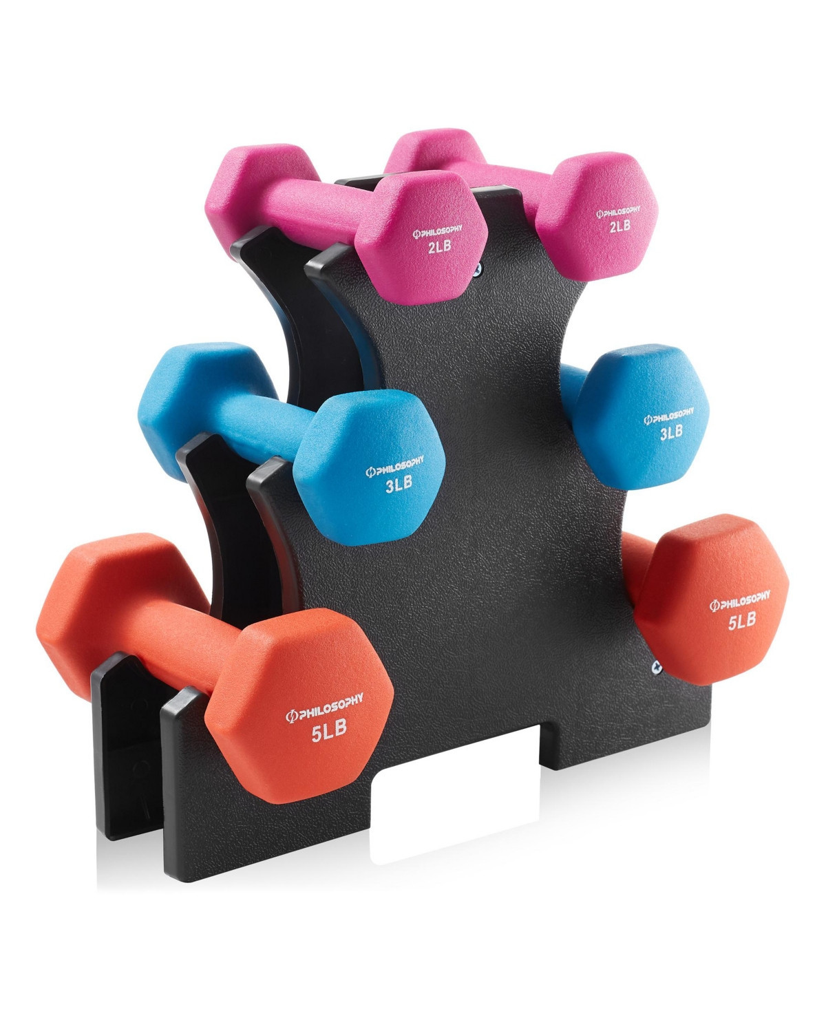 Philosophy Gym Neoprene Dumbbell Hand Weights with Stand, 20 lbs (2 lb, 3 lb, 5 lb Pairs) | Macy's