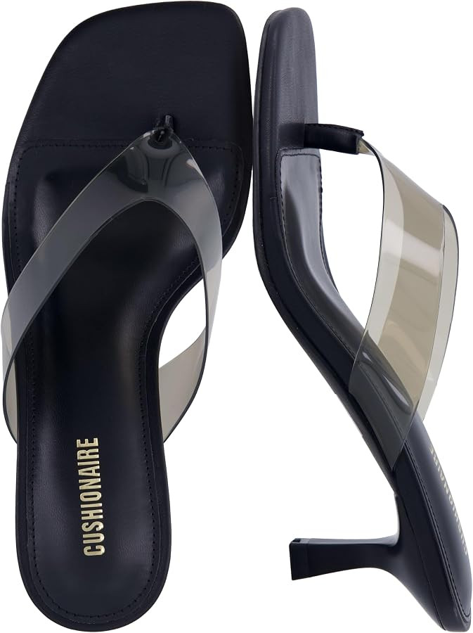 CUSHIONAIRE Mezzo Clear Strap Kitten Heels for Women, Square Toe Flip Flop Sandal Heels with Memo... | Amazon (US)