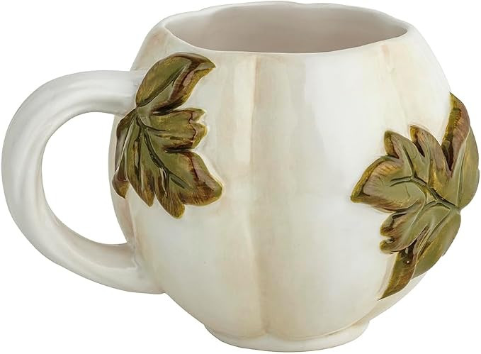 Mud Pie Thanksgiving White Leaf Gourd Mug | Amazon (US)