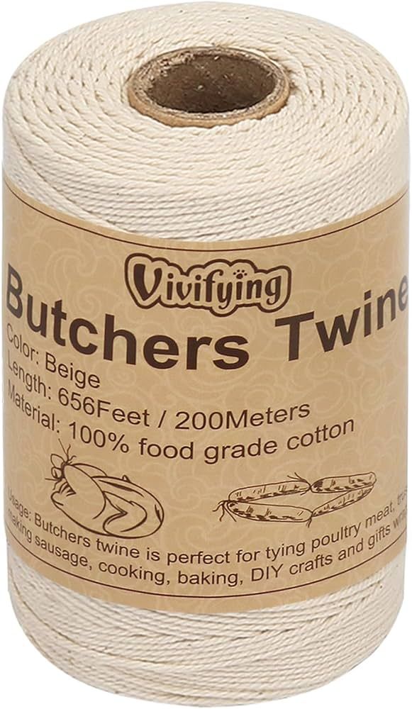 Vivifying Butchers Twine, 656 Feet 3Ply Food Safe Cotton Bakers Twine String for Tying Meat, Maki... | Amazon (US)