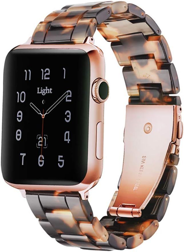 Light Apple Watch Band - Fashion Resin iWatch Band Bracelet Compatible with Copper Stainless Stee... | Amazon (US)