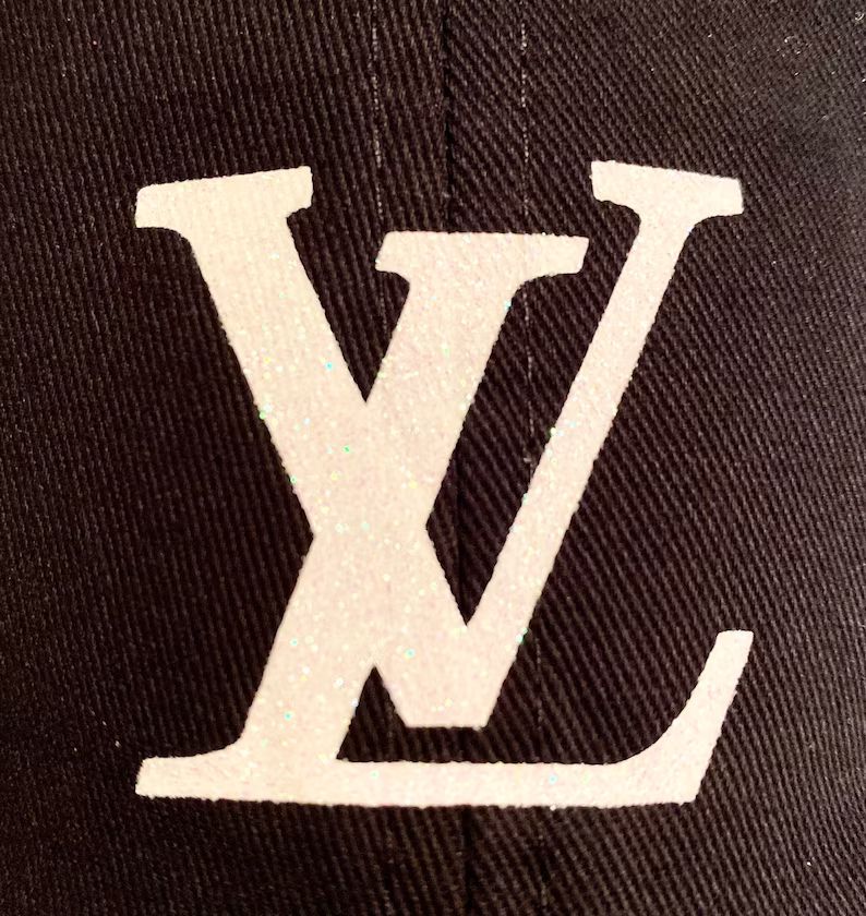 Custom Black LV Dad Hat with Iridescent White Glitter Logo | Etsy (US)