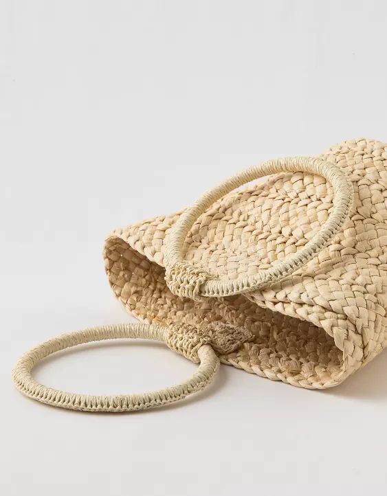 Aerie Circle Handle Straw Bag | American Eagle Outfitters (US & CA)