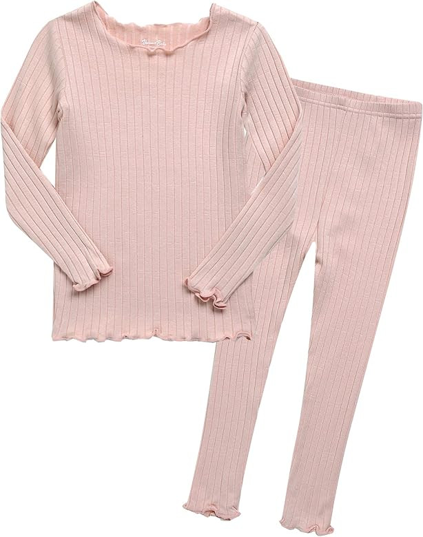 12M-12 Toddler Kids Unisex Girls & Boys Soft Comfy Solid Modal Tencel Shirring Sleepwear Pajamas ... | Amazon (US)