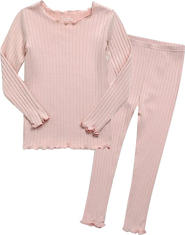 12M-12 Toddler Kids Unisex Girls & Boys Soft Comfy Solid Modal Tencel Shirring Sleepwear Pajamas ... | Amazon (US)