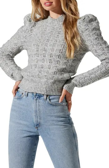 Pointelle Puff Shoulder Sweater | Nordstrom