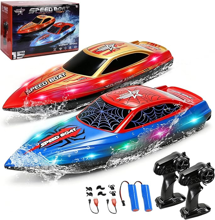 FLYING STAR 2 Pack 13 inch Remote Control Boat for Kids, 2 Batteries, 2.4Ghz RC Racing Boat with ... | Amazon (US)