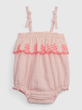Baby Crinkle Gauze Eyelet Shorty One-Piece | Gap (US)