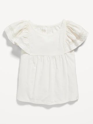 Flutter-Sleeve Lace-Trim Swing Top for Girls | Old Navy (US)