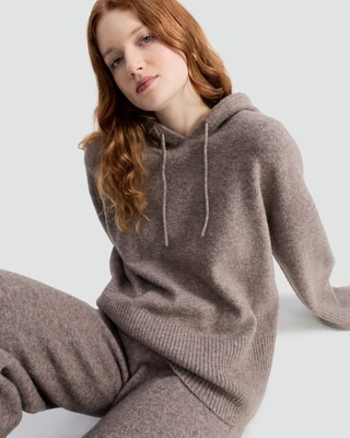 F&F Knitted Drawstring Hooded Jumper with Wool in Mink | Tesco F&F