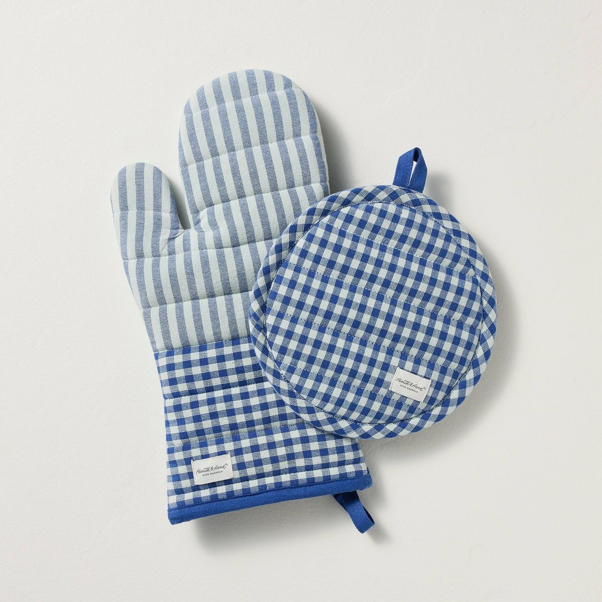 2pc Potholder Mitts Navy/Blue Stripe - Hearth & Hand™ with Magnolia | Target