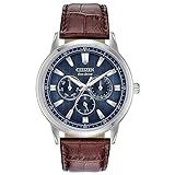 Citizen Men's Eco-Drive Corso Classic Watch in Stainless Steel with Brown Leather strap, Blue Dia... | Amazon (US)