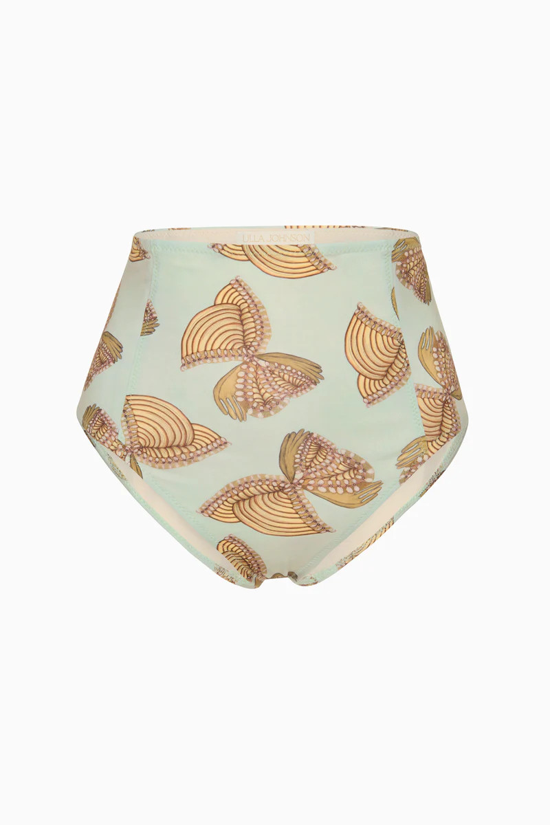 Zahara High Waisted Bikini Bottom - Water Blossoms | Ulla Johnson