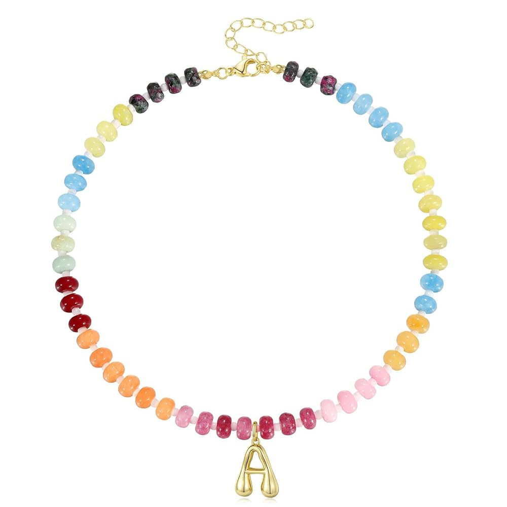 Halora A-Z Initial Bubble Necklace Gold Balloon Letter Pendant Beaded Necklaces for Women Jewelle... | Amazon (UK)