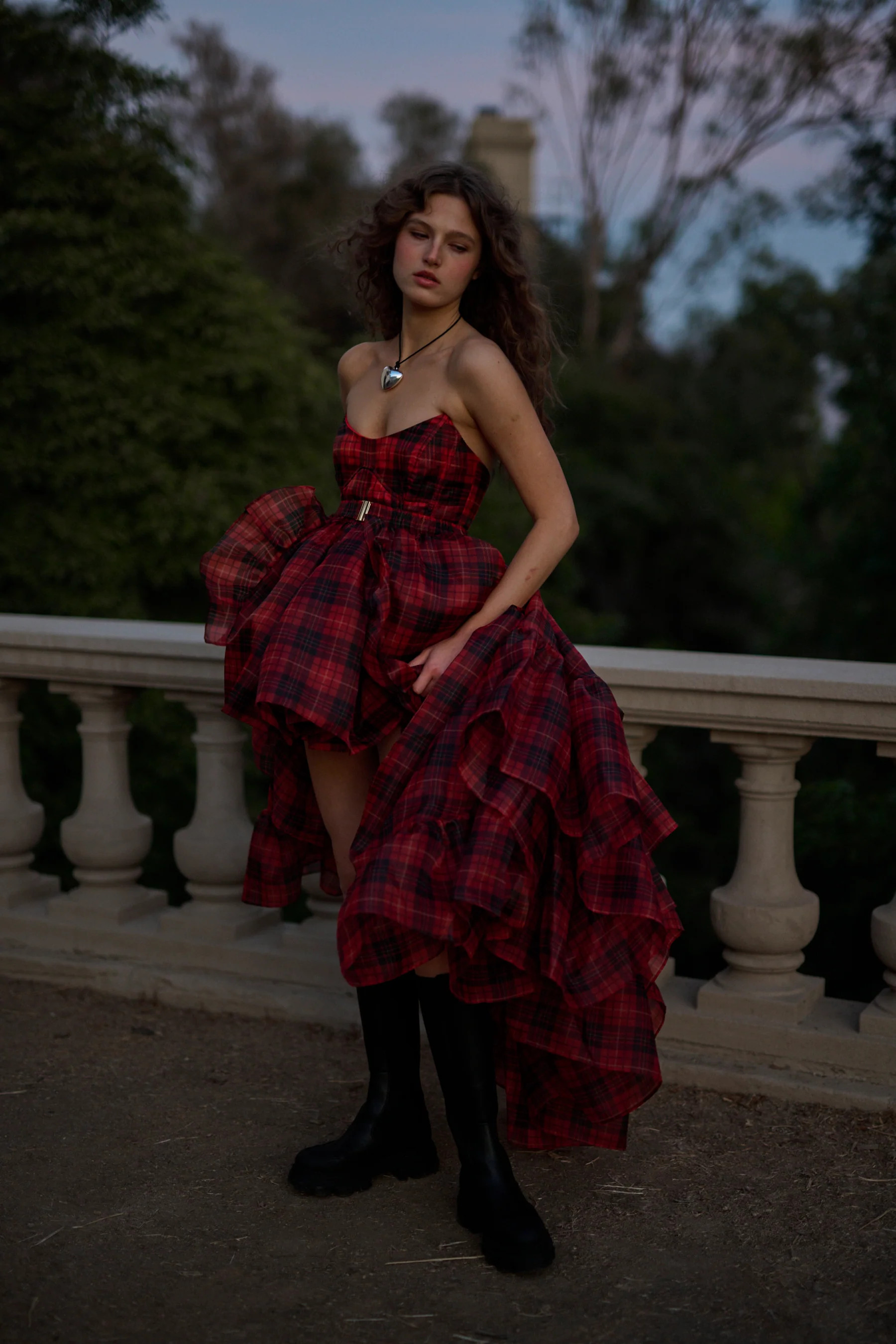 The Royal Tartan Veuve Dress & Tournure Set | Selkie Collection