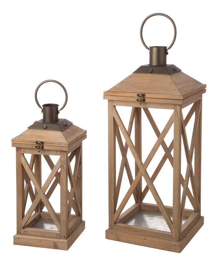 Set of 2 Mondern Farmhouse Wooden Lantern | Macys (US)