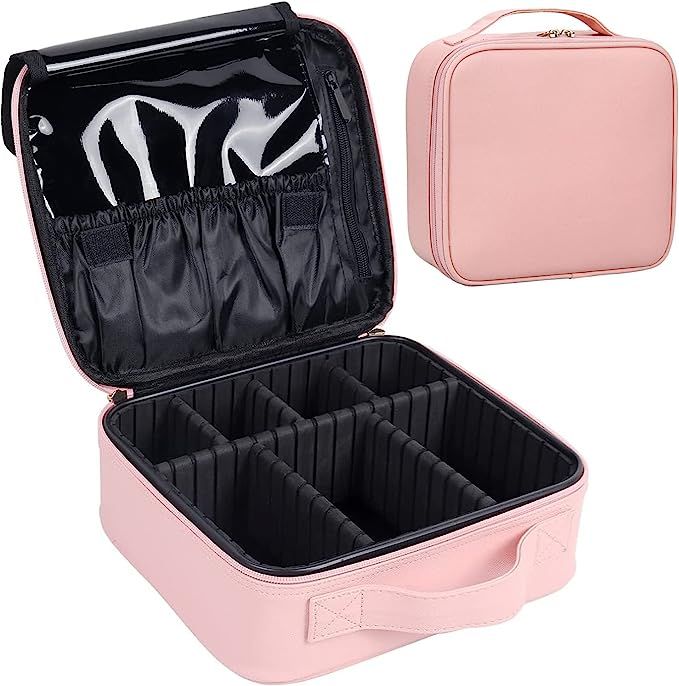 Bvser Travel Makeup Case, PU Leather Portable Organizer Makeup Train Case Makeup Bag Cosmetic Cas... | Amazon (US)