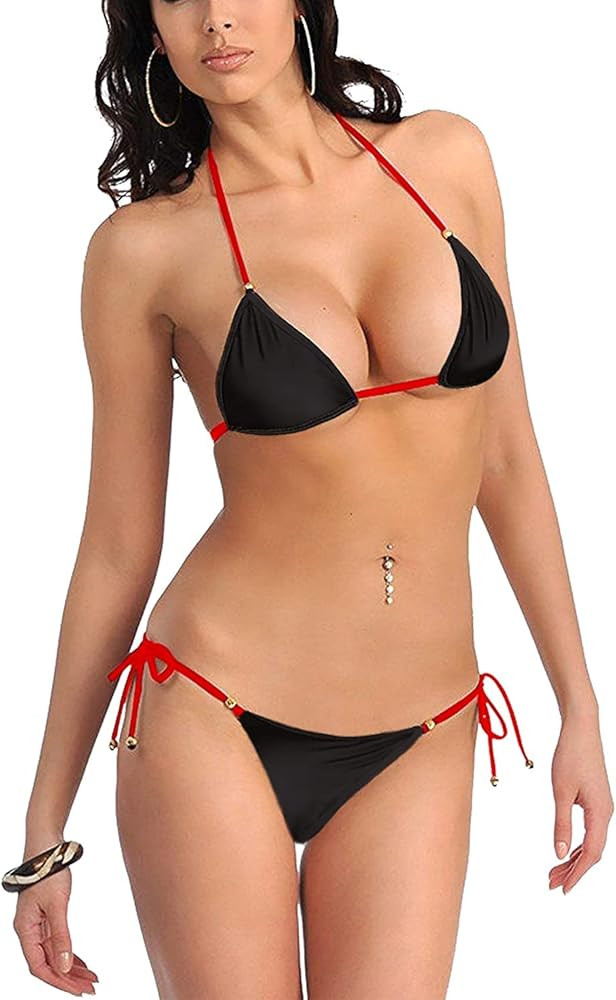 Tongari Women's Animal Print Embellished Bikini Bra Panty Lingerie Set Black Free-Size | Amazon (US)