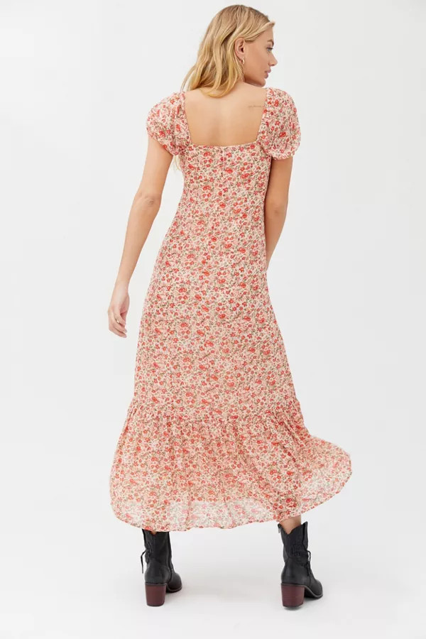 UO Floral Puff Sleeve Maxi Dress | Urban Outfitters (US and RoW)