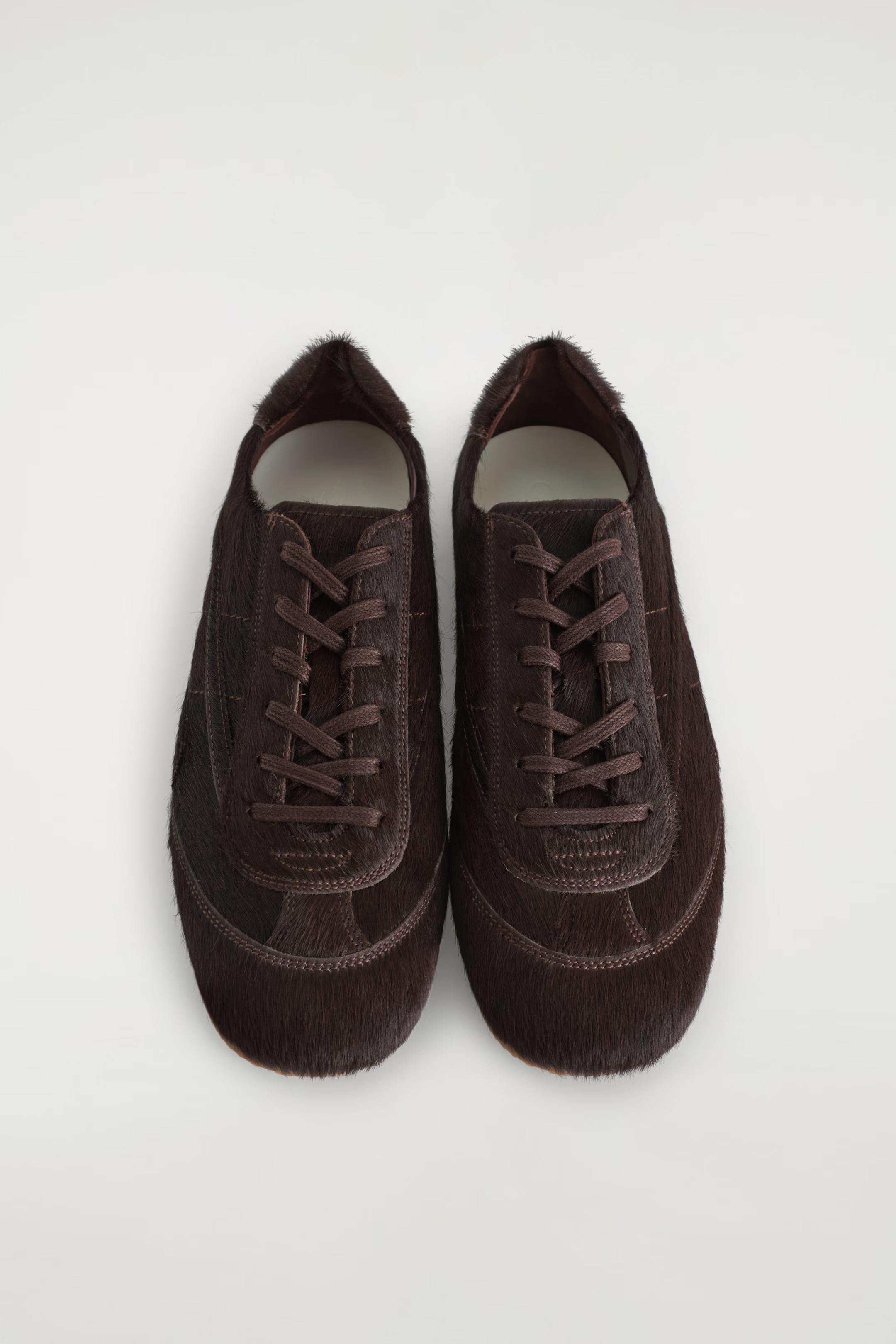 MINIMAL PONY-HAIR LEATHER TRAINERS - CHOCOLATE | COS GB | COS UK