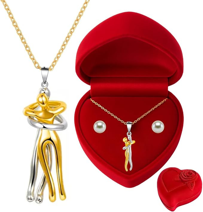 Colar Pingente Abraço Banhado Ouro 18k Caixa Presente Veludo | Amazon (BR)