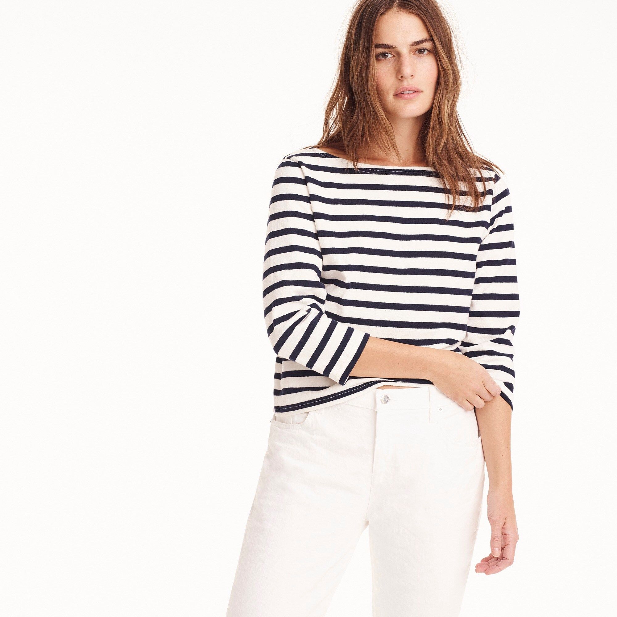 Structured boatneck T-shirt in stripe | J.Crew US