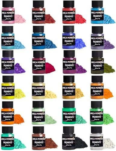Mica Powder, 24 Colors Pearlescent Pigment Powder for Epoxy Resin, 240g Pearl Pigment Set​​ f... | Amazon (US)