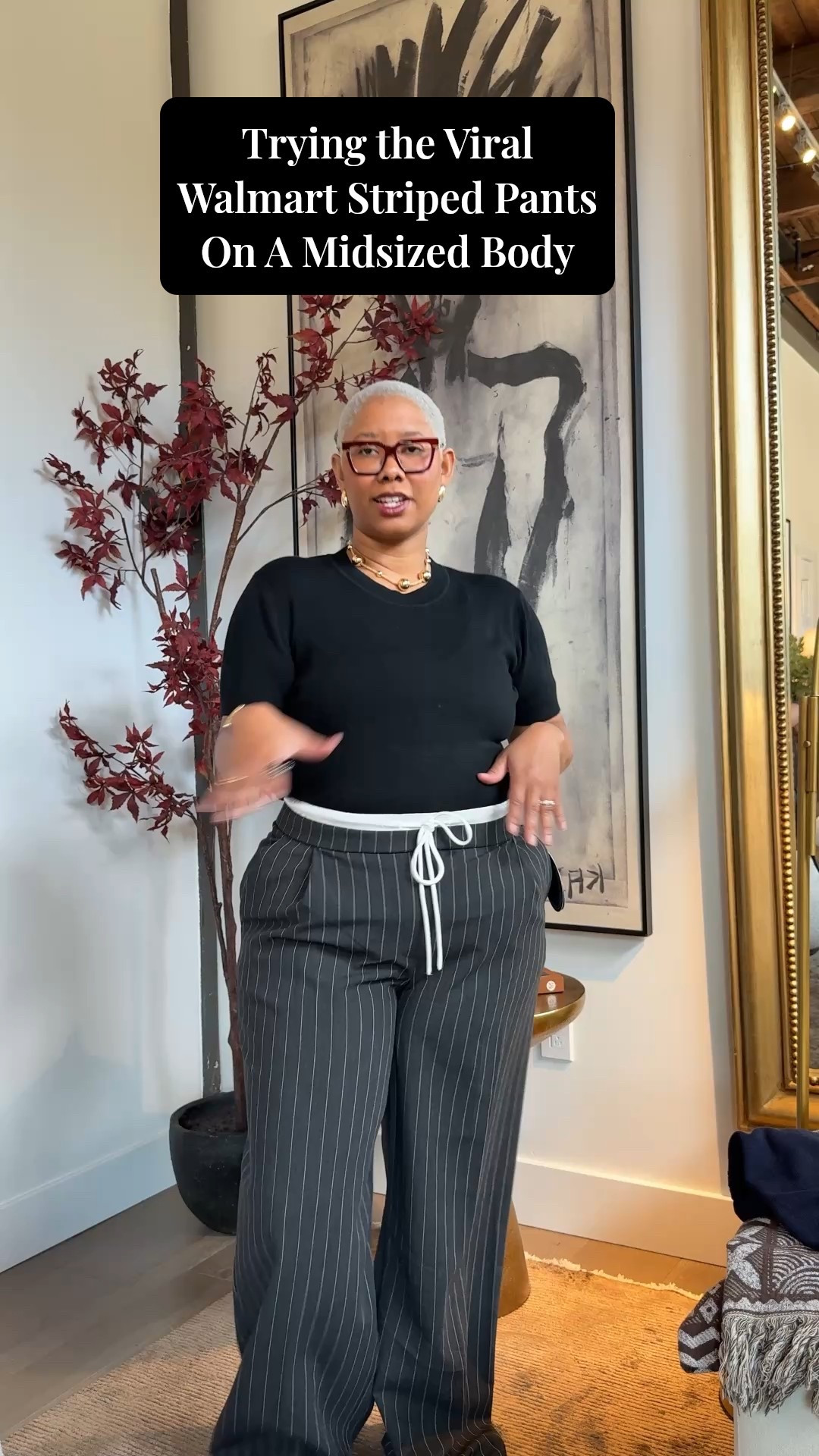Try on the viral striped Walmart dress pants on my midsized body!

#LTKFindsUnder50 #LTKMidsize #LTKPlusSize