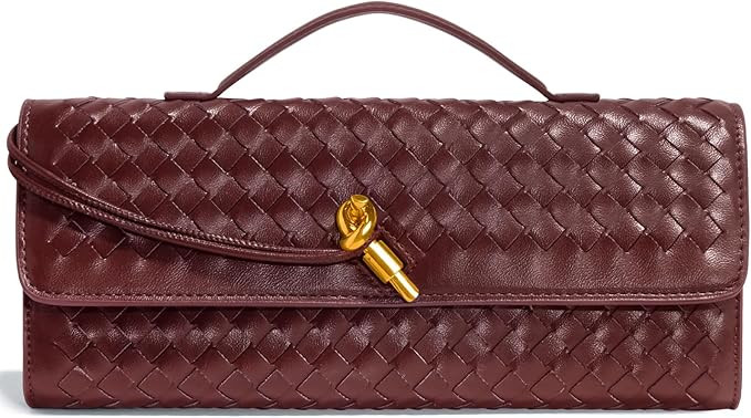 Woven Clutch Purses for Women, Leather Evening Bag Shoulder Handbag Formal Satchel Crossbody Purs... | Amazon (US)