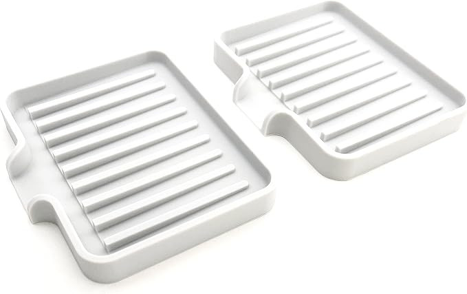 Happitasa Silicone Soap Dish Tray and Sponge Holder with Drain Chute, Pack of 2 (White, 5.2"X4") | Amazon (US)