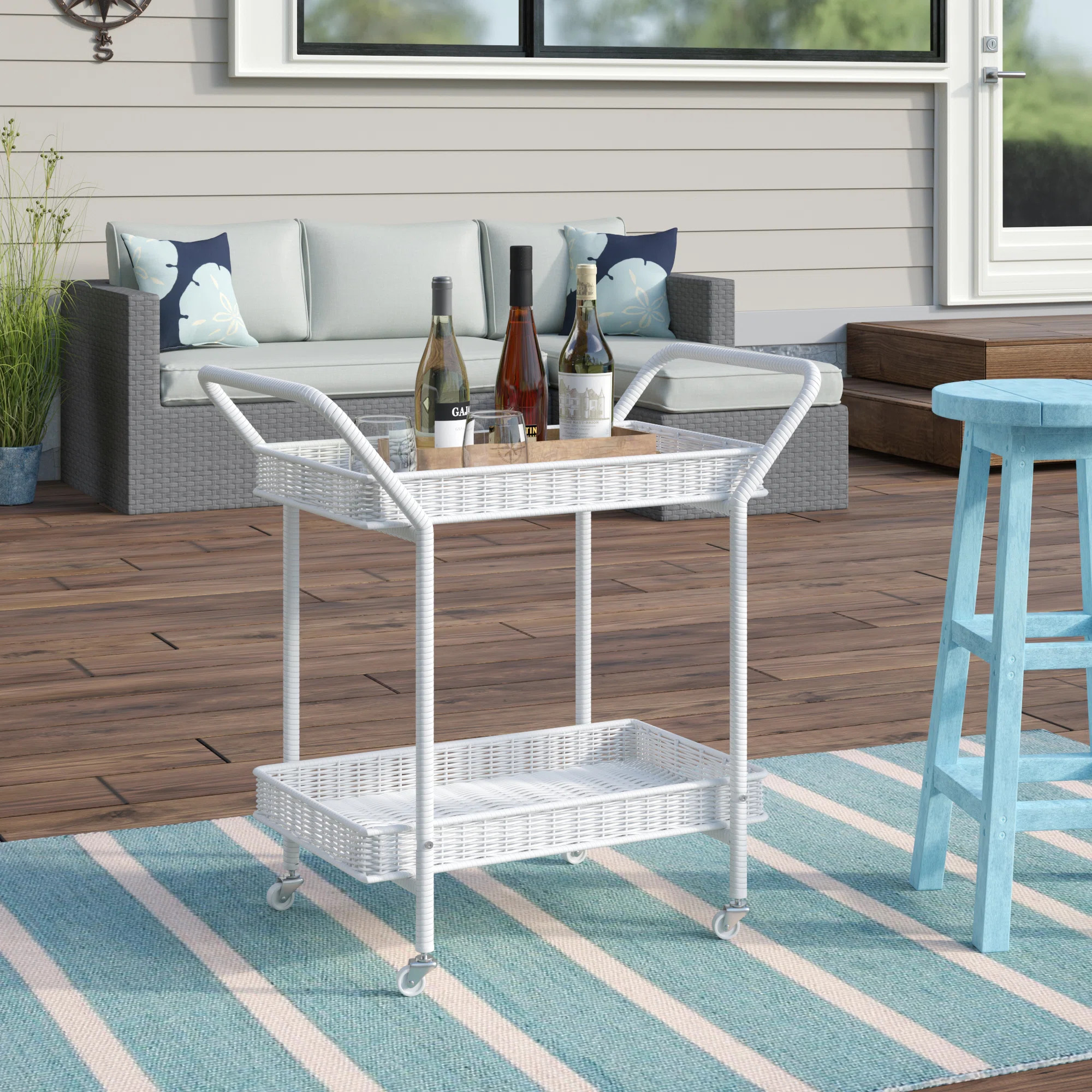 Bay Isle Home™ Warba Bar Cart with Metal Frame and Wicker Outer & Reviews | Wayfair | Wayfair North America